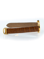 Cartier Diabolo De Cartier Large 32mm 18k Yellow Gold Brown Gator Cartier Deployment Strap 18k Buckle W1507651