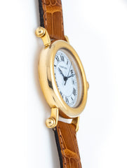 Cartier Diabolo De Cartier Large 32mm 18k Yellow Gold Brown Gator Cartier Deployment Strap 18k Buckle W1507651