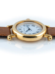 Cartier Diabolo De Cartier Large 32mm 18k Yellow Gold Brown Gator Cartier Deployment Strap 18k Buckle W1507651