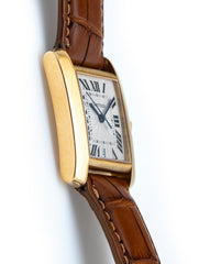 Cartier Tank Francaise Large 27mm 18k Yellow Gold Brown Gator Cartier Strap W5000156