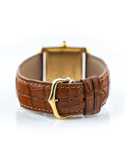 Cartier Tank Francaise Large 27mm 18k Yellow Gold Brown Gator Cartier Strap W5000156