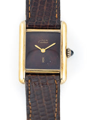 Cartier Tank Must De Cartier Gold Plated 20.4mm Wood Grain Spider'd Dial
