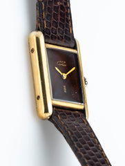 Cartier Tank Must De Cartier Gold Plated 20.4mm Wood Grain Spider'd Dial