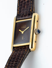 Cartier Tank Must De Cartier Gold Plated 20.4mm Wood Grain Spider'd Dial
