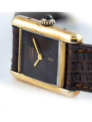 Cartier Tank Must De Cartier Gold Plated 20.4mm Wood Grain Spider'd Dial