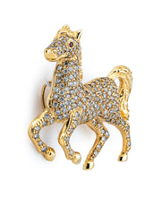Horse Ruby Eye Slide Pendant 14Kt Yellow Gold 160 Diamonds 5.0 Atw