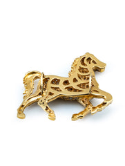 Horse Ruby Eye Slide Pendant 14Kt Yellow Gold 160 Diamonds 5.0 Atw