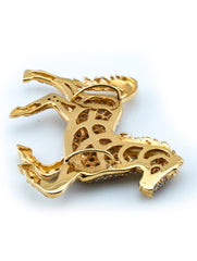 Horse Ruby Eye Slide Pendant 14Kt Yellow Gold 160 Diamonds 5.0 Atw