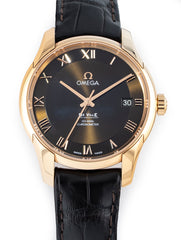 Omega De Ville Hour Vision 41mm 18k Rose Gold Case Factory Leather Deployment Band 433.53.41.21.13.001