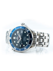 Omega Seamaster 41mm Stainless Steel Wave Dial Blue Bezel Ref 168.1630