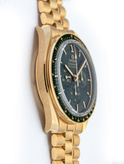 Omega Speedmaster 42mm 18k Moonshine Yellow Gold Green Dial Chronograph 310.60.42.50.10.001