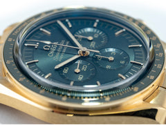 Omega Speedmaster 42mm 18k Moonshine Yellow Gold Green Dial Chronograph 310.60.42.50.10.001