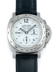 Panerai Luminor Chrono Daylight 44mm Stainless Steel White Dial Black Leather Strap PAM00251