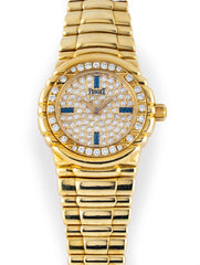 Piaget Tanagra 18k Yellow Gold Pave Diamond Dial & Bezel Sapphire Dial 16033M401D