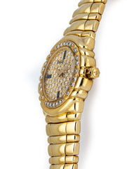 Piaget Tanagra 18k Yellow Gold Pave Diamond Dial & Bezel Sapphire Dial 16033M401D