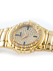 Piaget Tanagra 18k Yellow Gold Pave Diamond Dial & Bezel Sapphire Dial 16033M401D