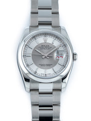Rolex Datejust 36mm Stainless Steel Silver Tuxedo Dial Ref 116200