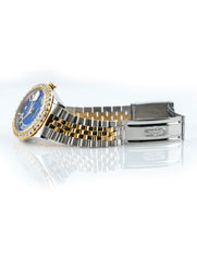 Rolex Datejust 36mm Steel & 18k Yellow Gold Jubilee Custom Blue Roman Dial & Diamond Bezel 16233