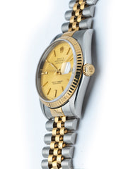 Rolex Datejust 36mm Steel & 18k Yellow Gold Jubilee Champagne Dial Ref 16233