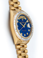 Rolex Day-Date 36mm 18k Yellow Gold President Champagne Custom Blue Lapiz Dial & Diamond Bezel Ref 18038