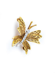 Tiffany & Co Diamond Butterfly Brooch 18k Yellow Gold