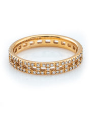 Tiffany & Co T True Narrow Ring 18k Yellow Gold with Pave Diamonds