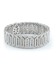 Wide Diamond Bracelet 18k White Gold 502 Diamonds