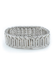 Wide Diamond Bracelet 18k White Gold 502 Diamonds