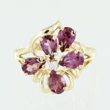 Bague femme avec pierres de couleur 14 carats et diamants taille 8,5