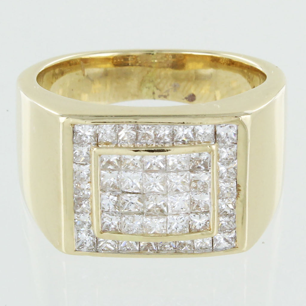 MENS 14 KT CLUSTER DIAMOND RING 1.50 ATW SIZE 8.25