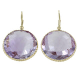 14Kt Yellow Gold Purple Stone Dangle Earrings