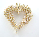 14K Karat Solid Yellow Gold Pendant 100 Diamonds 1.5 Carat Heart Love Jewelry