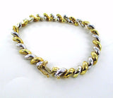 18Kt Two Tone Gold Puff Macaroni Link 7 Bracelet