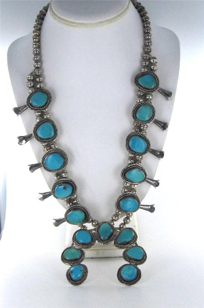 native american turquoise necklace sterling silver blossom navajo