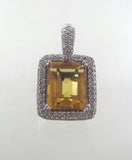 Colgante de diamantes y citrino con piedras preciosas en oro blanco de 14 quilates
