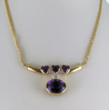 Collier chaîne en diamant et cœur en améthyste violette Mayors en or jaune 14 carats