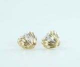 10Kt Yellow Gold & Diamond Shell Earrings 0.03Atw