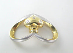 14K SOLID WHITE YELLOW GOLD PENDANT HEART CHARM 5 DIAMONDS .10 CARAT 015918334