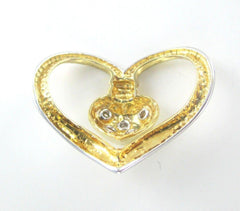 14K SOLID WHITE YELLOW GOLD PENDANT HEART CHARM 5 DIAMONDS .10 CARAT 015918334