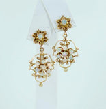 14Kt Yellow Gold Opal Design Dangle Earrings