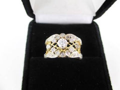 WEDDING RING BAND 22 DIAMOND 14KT SOLID KARAT YELLOW GOLD ENGAGEMENT ANTIQUE