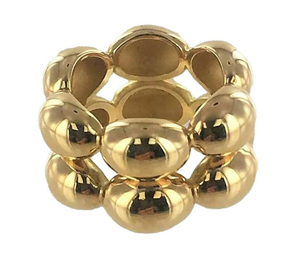 CHAUMETラー Chaumet 18Kt Gold Double Row Ring Scallop Paris Made Size 6