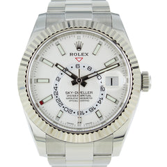 ROLEX SKY-DWELLER 326934 OYSTER PERPETUAL STAINLESS STEEL WHITE DIAL 42mm BOX PAPERS COMPLETE SET