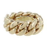 Anillo de boda con eslabones cubanos de oro amarillo de 14 quilates, tamaño 6,5