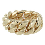 Anillo de boda con eslabones cubanos de oro amarillo de 14 quilates, tamaño 10,25