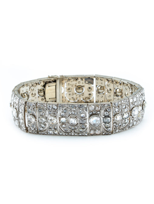 Antique Diamond Bracelet 18k White Gold & Platinum