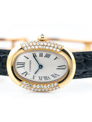 Cartier Baignoire 1920 23mm 18k Yellow Gold Black Gator Cartier Deployment Strap 18k Buckle WB500731