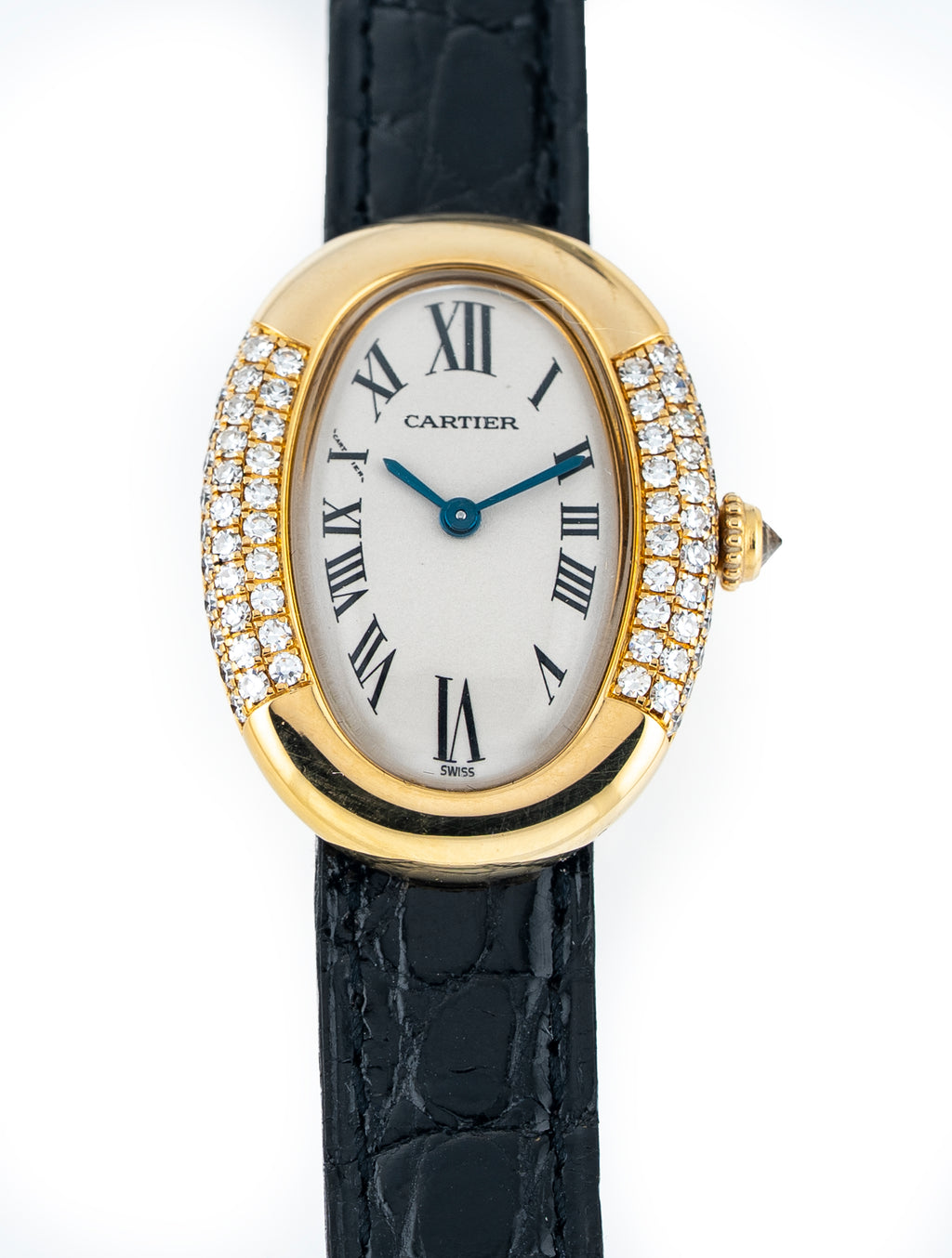 Cartier Baignoire 1920 23mm 18k Yellow Gold Black Gator Cartier Deployment Strap 18k Buckle WB500731