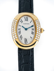 Cartier Baignoire 1920 23mm 18k Yellow Gold Black Gator Cartier Deployment Strap 18k Buckle WB500731