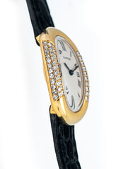 Cartier Baignoire 1920 23mm 18k Yellow Gold Black Gator Cartier Deployment Strap 18k Buckle WB500731